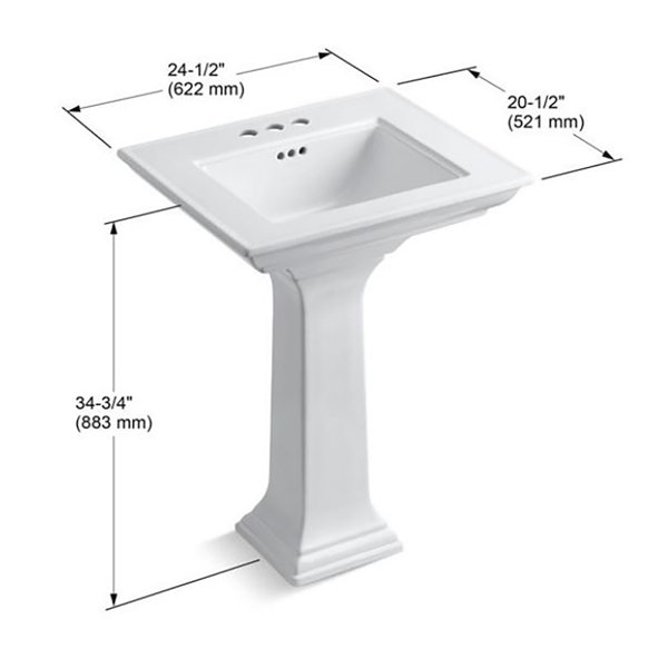 K234480,10,40 Kohler Memoirs® Stately 24" Pedestal Bathroom Sink